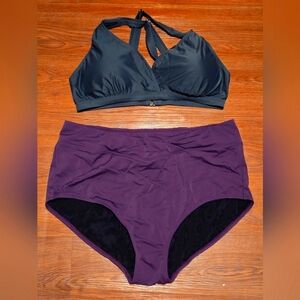 Torrid Bikini set | size 2 | purple criss cross bottom & gray criss cross top